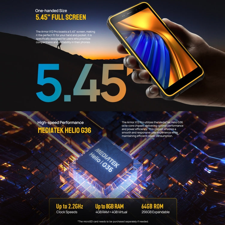 Ulefone Armor X12 Pro, IP68/IP69K Rugged Phone, 5.45 inch Android 14 MediaTek Helio G36 Octa Core, Network: 4G, NFC Ulefone Armor X12 Pro, IP68/IP69K Rugged Phone, 5.45 inch Android 14 MediaTek Helio G36 Octa Core, Network: 4G, NFC